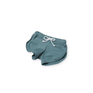 A pair of Mesa trunks in Moss colour with a white drawstring on a white background.