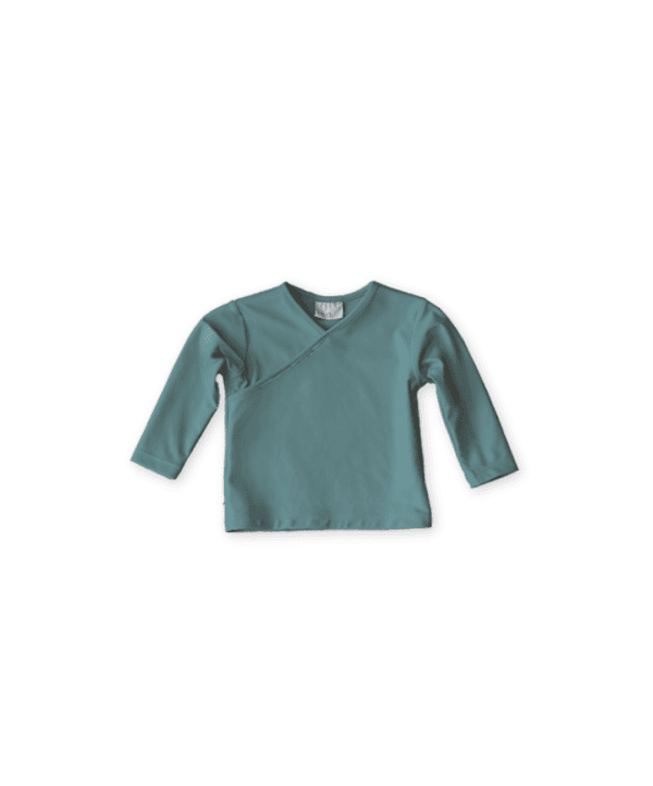 An Ada Rash Shirt in Moss Colour with long sleeves on a white background.