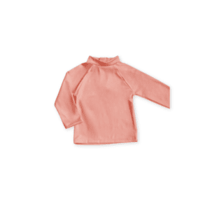 Apricot turtleneck blouse on a white background.