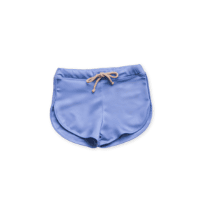 A Mesa Trunks - Blueberry with a drawstring.