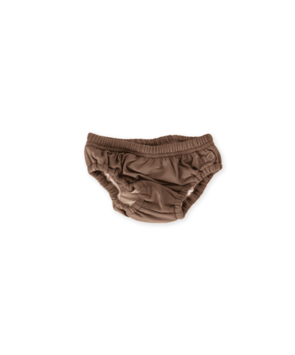 Brown Lumi Brief Swim Nappy - Tort isolated on a white background.
