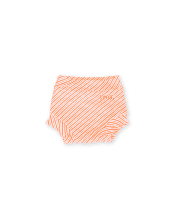 Lumi Short Swim Nappy - Marigold Stripe isolated on a white background.