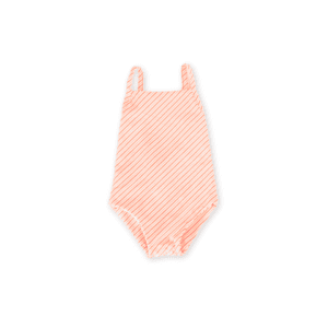 Mara One-Piece - Marigold Stripe baby swimsuit on a white background.