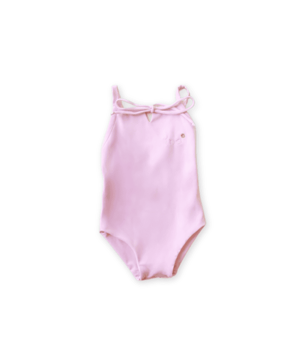 A Aurelia One-Piece - Blush Petal children's swimsuit isolated on a white background.